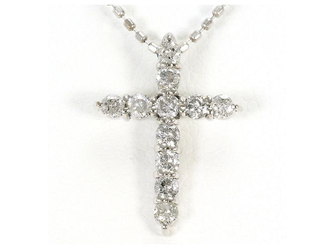 Autre Marque Colar de ouro branco 18K e diamantes Dourado