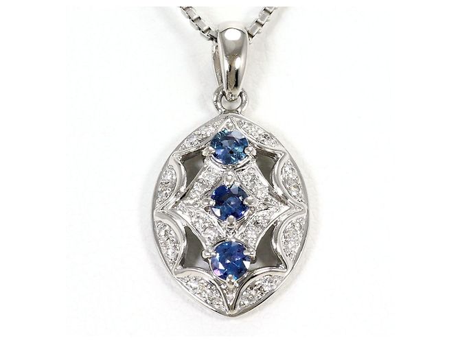 Autre Marque Colar de platina com alexandrita e diamante