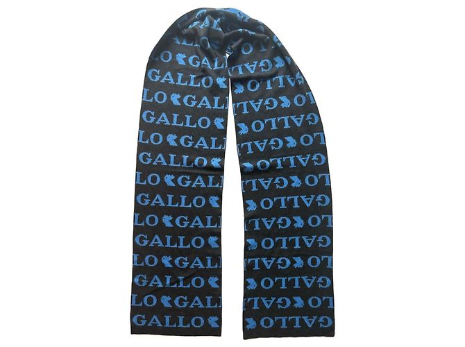 Autre Marque Cachecol de lã Gallo logo all-over Preto Azul