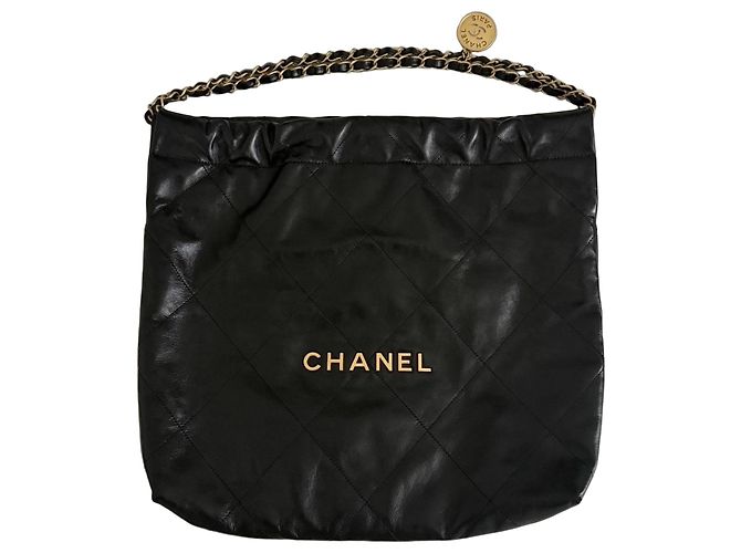 Chanel 19 Chanel 22 Medium Shopping Bag aus schwarzem Lammleder