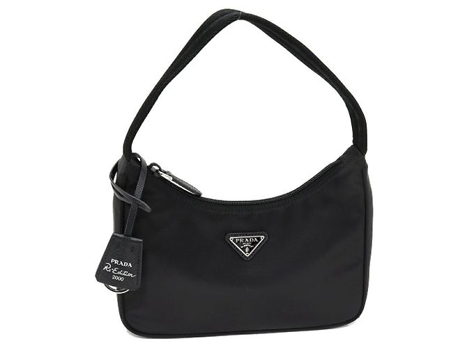 Prada Re-Edition 2000 Re-Nylon Nylon Calf Handbag Black
