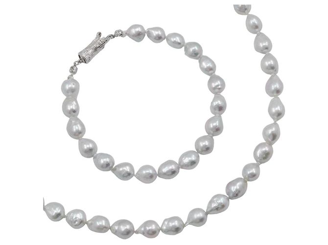 Autre Marque Set Collana e Bracciale 2 in 1 in Argento 925 e Perle Barocche