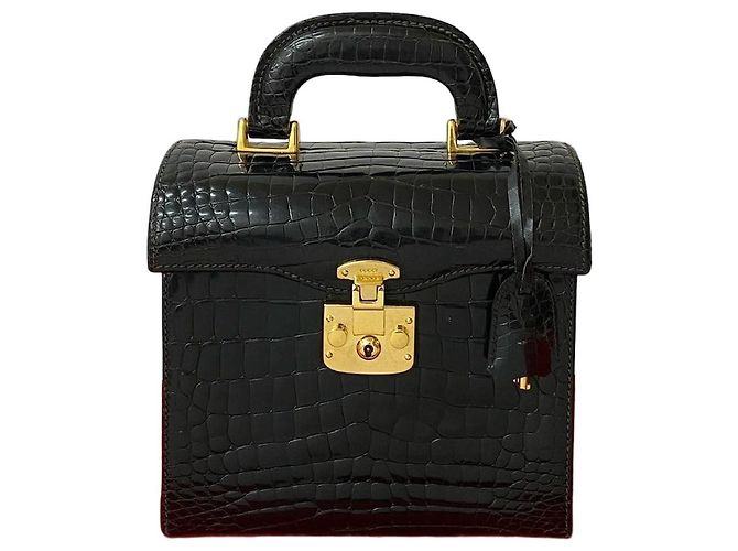 Bolsa Gucci Lady Lock de crocodilo Preto