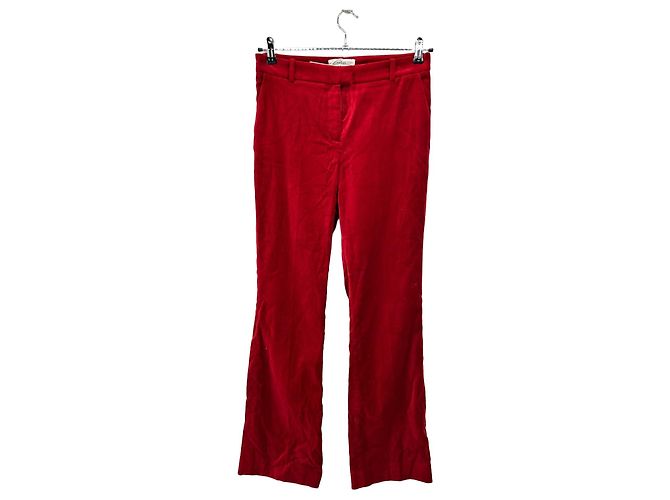 Ba&Sh Calças de veludo vermelho