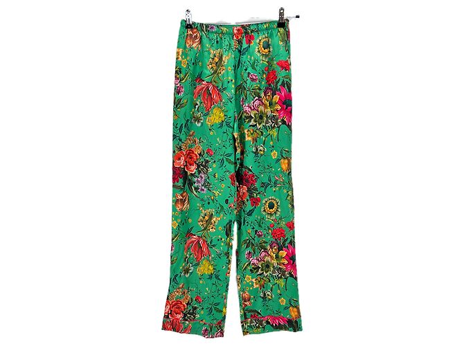 Autre Marque Grüne Hose mit Blumenprint