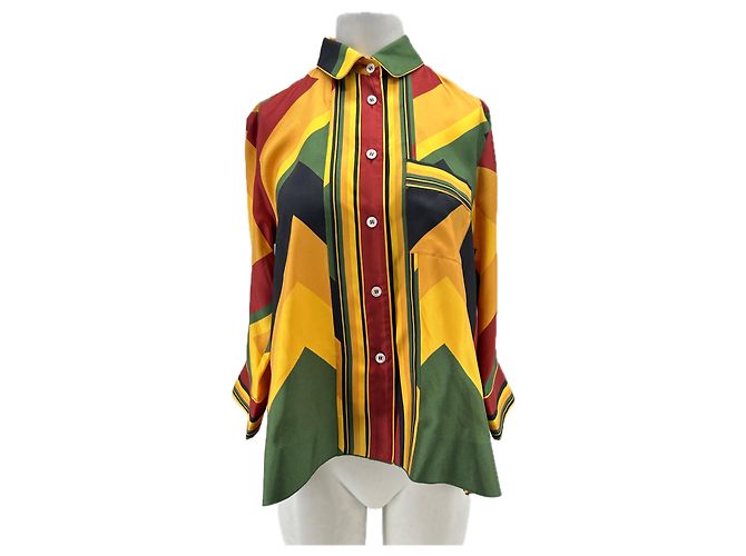 Autre Marque Camicia gialla, verde e rossa Giallo
