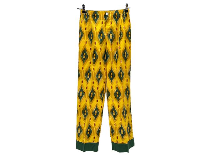 Autre Marque Calça estampada amarela, verde e vermelha Amarelo