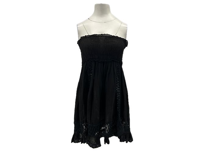 Autre Marque SUNDAY Trägerloses Kleid schwarz Leinen S