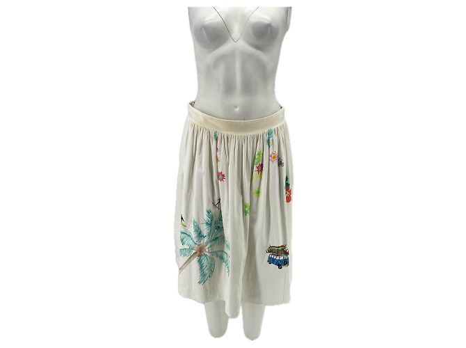 Autre Marque Saia de algodão estampada branca MIRA MIKATI Branco