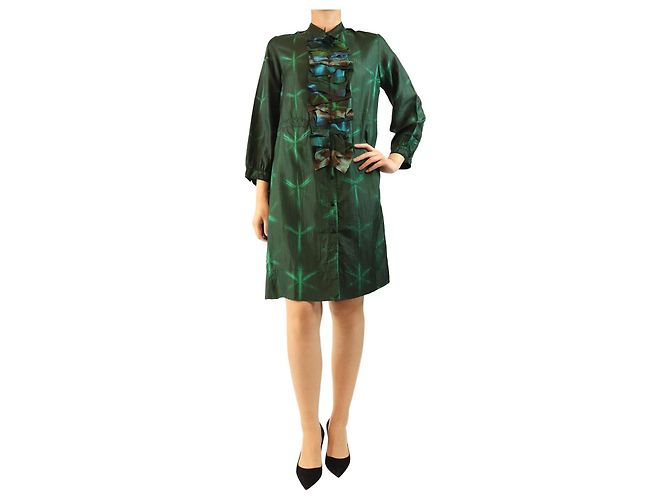 Autre Marque Túnica de seda verde - talla L