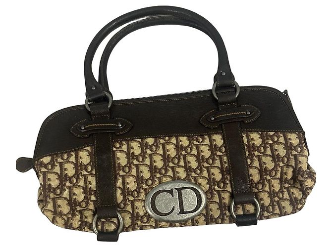Bolsa Dior Monogramme em lona e couro castanho Marrom