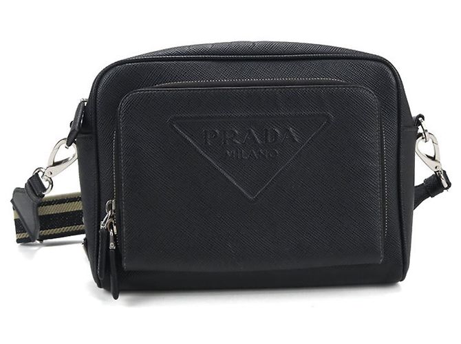 Borsa a tracolla in pelle Saffiano da uomo Prada Nero
