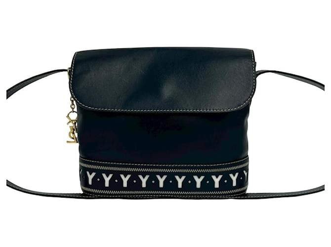 Sac à bandoulière en cuir bleu marine Yves Saint Laurent 