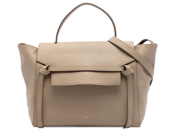 Céline Celine Bolsa Belt em couro de vitelo de grão mini bege