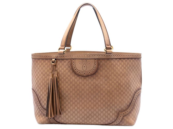 Tote Duilio em microguccissima brogue marrom grande da Gucci