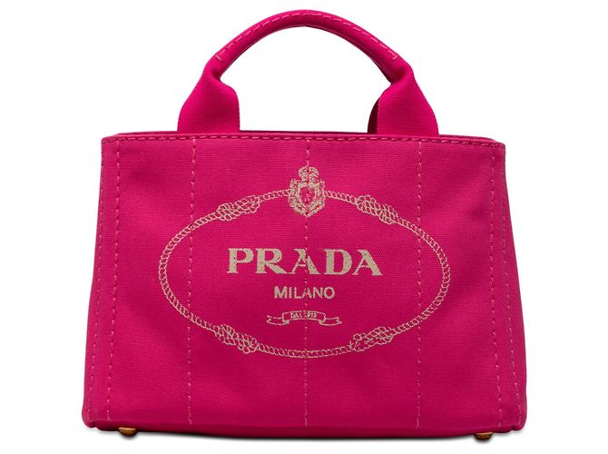 Sac à main Prada Pink Small Canvas Canapa Logo Rose