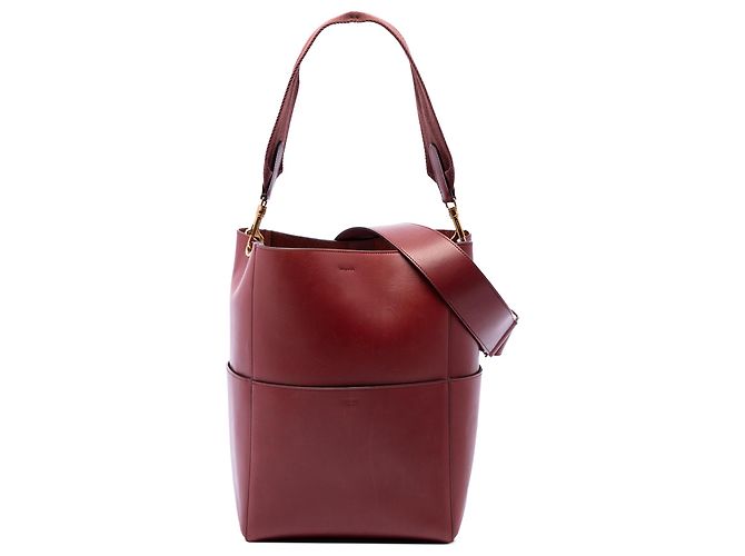 Céline Borsa a secchiello Celine Red Medium in pelle Sangle Rosso Bordò