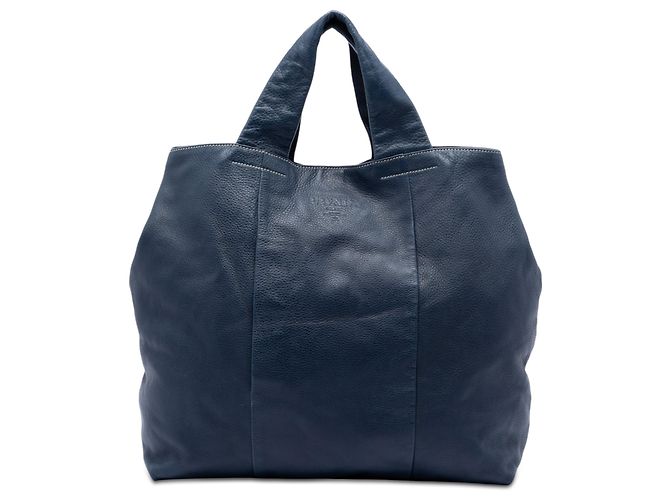 Prada Blue Vitello Daino Shopper Tote Blau Dunkelblau