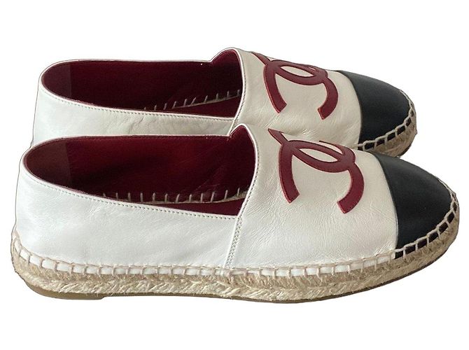 Chanel Espadrilles in pelle bianco e nero