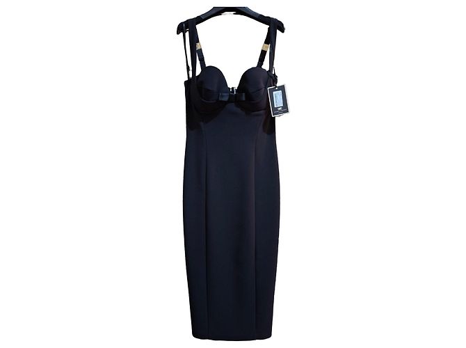 Elisabetta Franchi schwarzes Midikleid mit Schleife