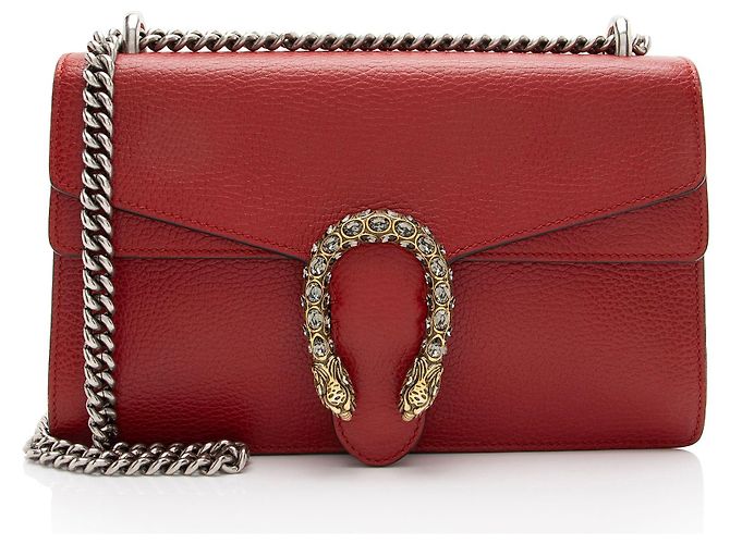 Borsa a tracolla Dionysus Medium in pelle e cristalli Gucci Rosso