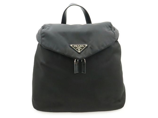 Prada Re-Nylon Leather Backpack Black