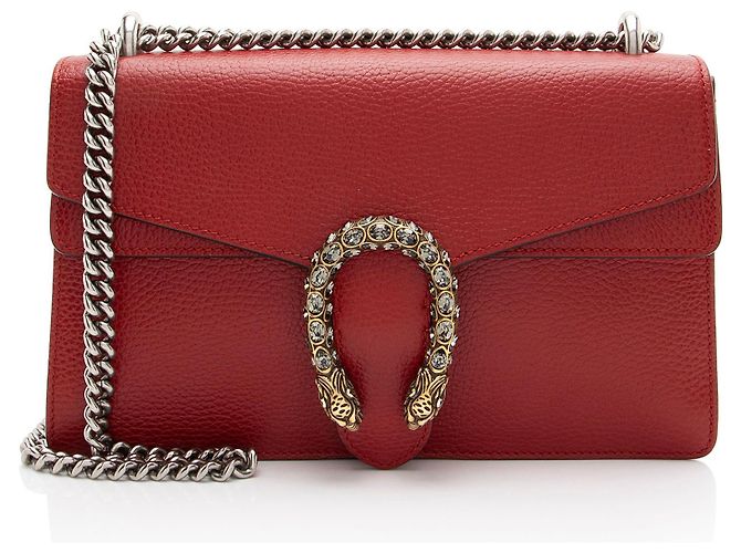 Bolsa de ombro Dionysus Medium em couro e cristal Gucci Vermelho