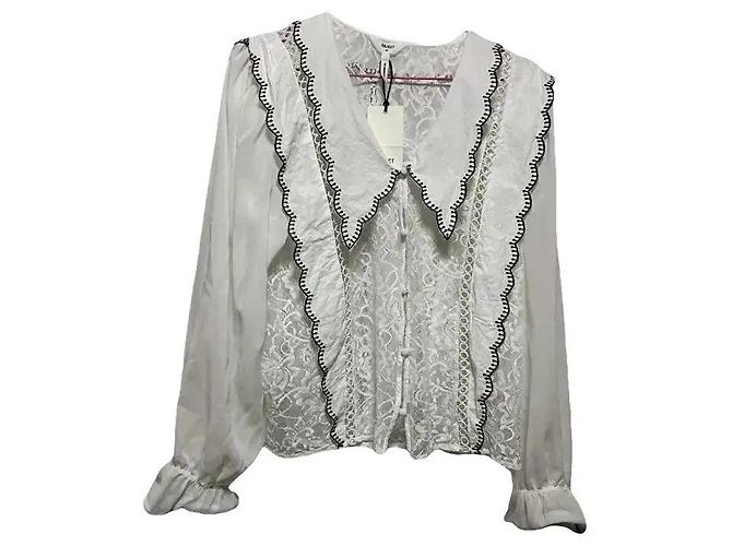 Autre Marque Object Cloud Dancer Spitzenbluse Weiß