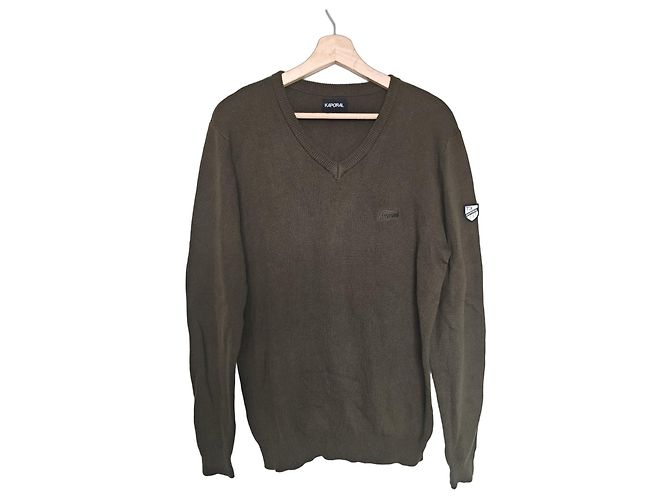 Autre Marque Pull Kaporal Col V Vert Kaki Vert foncé