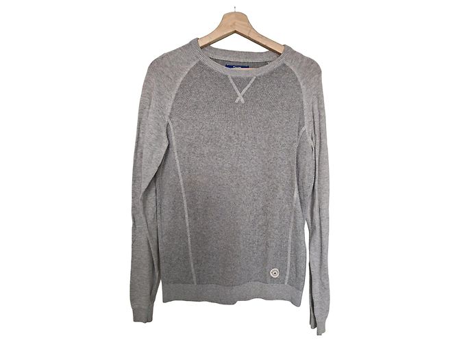 Autre Marque Jules grauer Baumwollpullover mit Waffelstruktur 