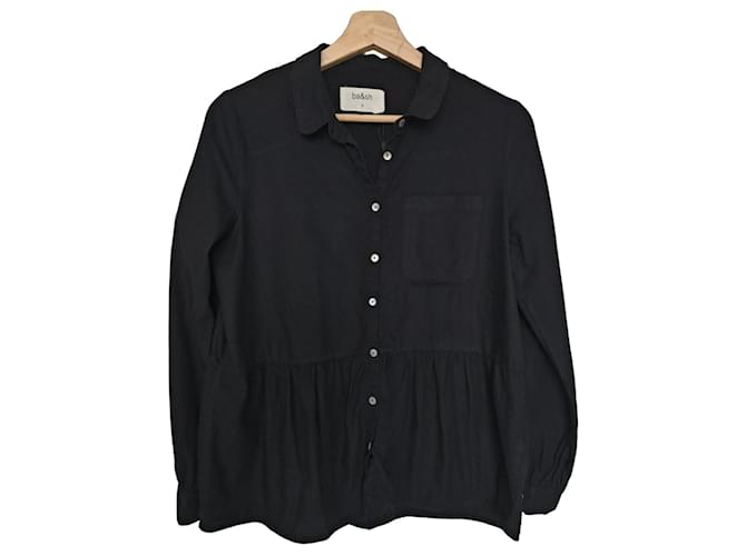 Ba&sh Camicia Nera con Volant Nero