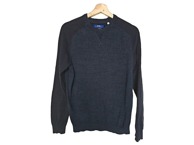 Autre Marque Jules marineblauer Baumwollpullover mit Ellbogen-Patches Dunkelblau