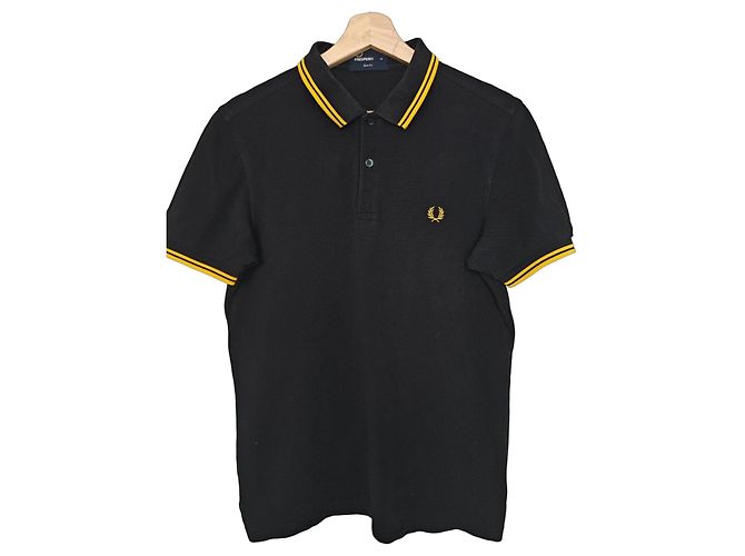 Polo Fred Perry Slim Fit - Preto e Amarelo