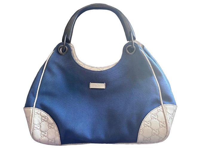 Bolsa de mão Gucci em denim e couro Branco Azul