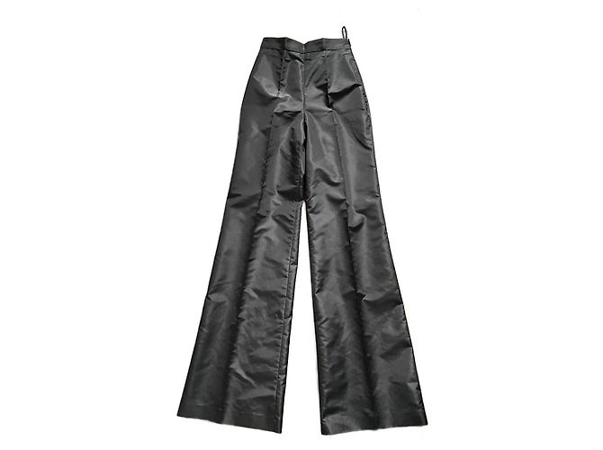 Pantaloni larghi Prada in seta neri Nero