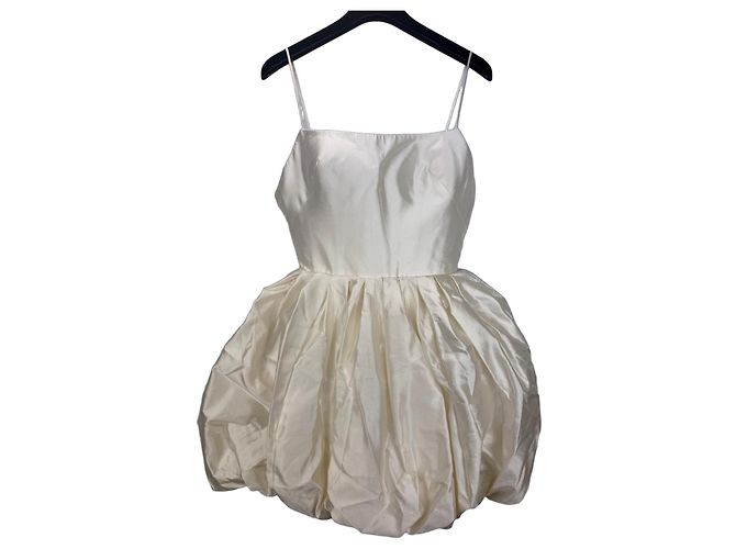 Autre Marque Rasario Mini-Kleid aus weißer Seide mit Bubble-Saum