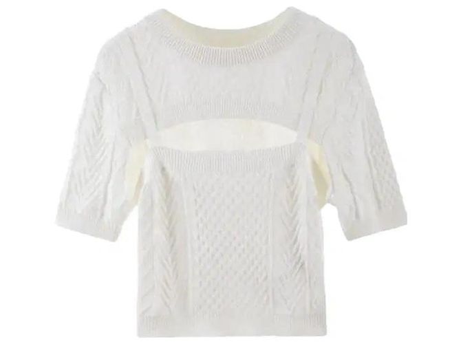 Miss Sixty Top de punto trenzado blanco