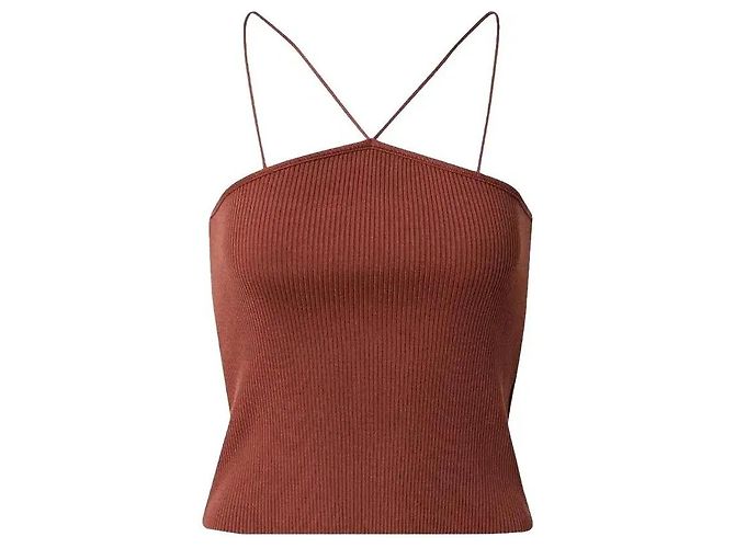 Autre Marque Braunes Rippstrick-Camisole-Top