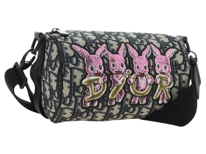 Mini trolley Christian Dior Trotter Canvas Oblique Rabbit Navy Auth 182307SAM Blu navy