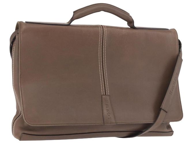 Bolsa Business LOEWE de couro 2way Marrom Prata Auth bs35451