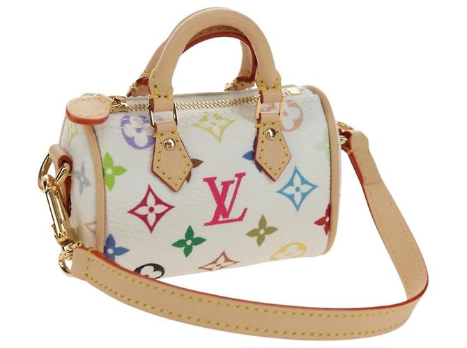 LOUIS VUITTON Portachiavi Micro Speedy Multicolor Bianco M03729 LV Auth 181949SAM