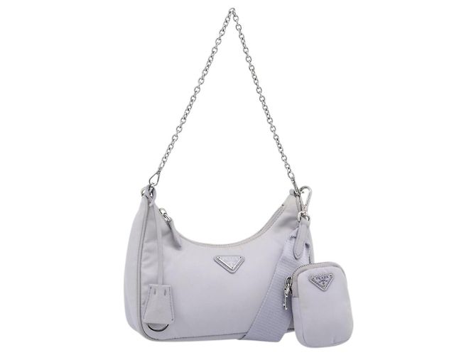 Borsa a tracolla PRADA Nylon Viola Argento Auth 184170V Porpora