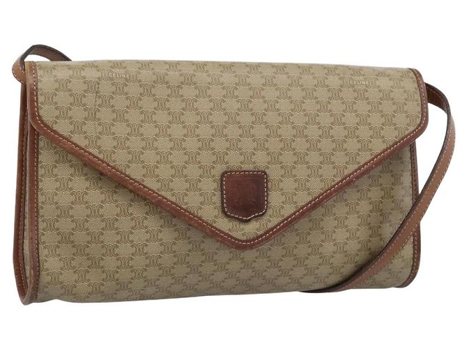 Céline Borsa a Spalla CELINE Macadam Canvas PVC Beige Oro Auth 183675 D'oro