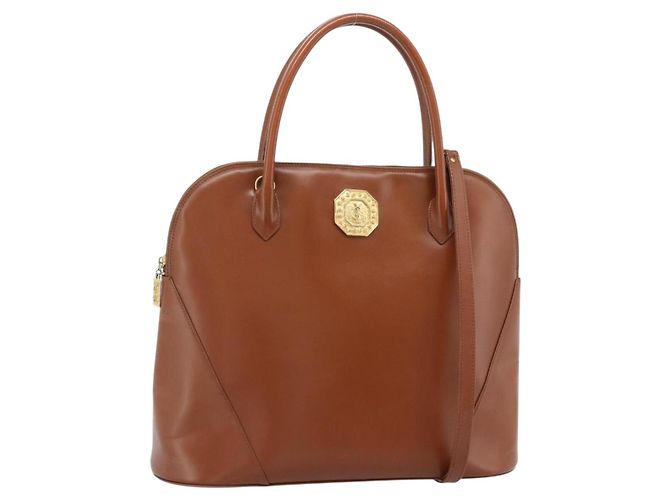 SAINT LAURENT Borsa in Pelle 2way Marrone Oro Auth 183013 D'oro