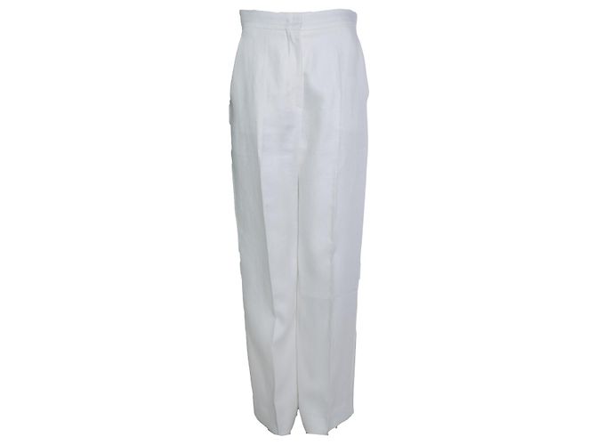 Max Mara, pantalón palazzo de lino blanco