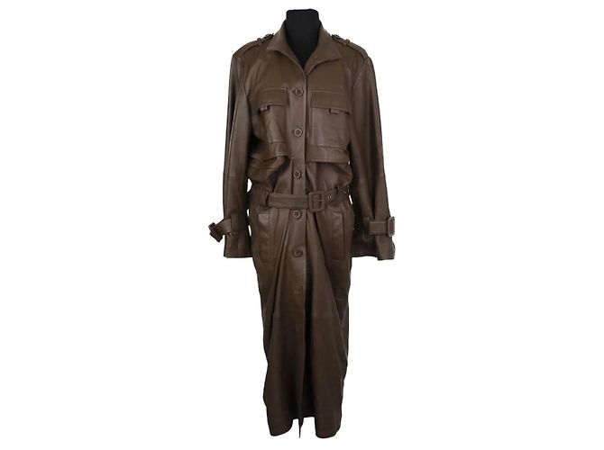 Gestuz Khaki leather trench coat