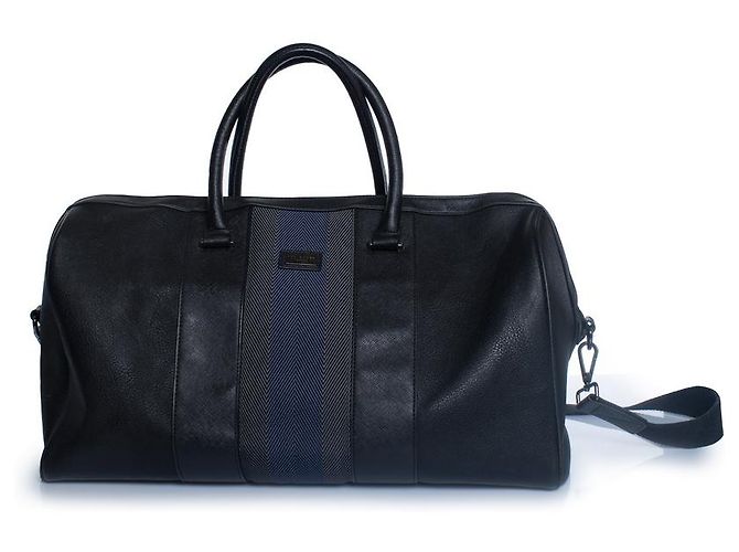 Ted Baker, sac de week-end en cuir noir et toile