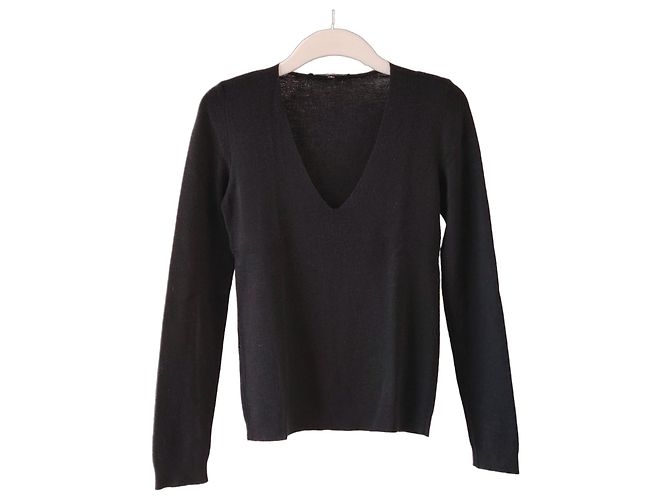 Gucci V-Ausschnitt Wollpullover Schwarz 