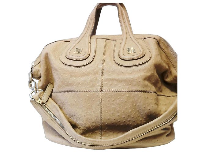 Givenchy Nightingale Medium Bolsa em couro de avestruz Bege