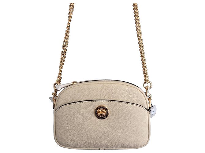 Marc Jacobs Borsa Camera Signet Turnlock in pelle beige